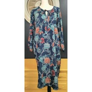 Gap Women's Boho Midi Dress Size 2X Floral Light Weight 3/4 Sleeves Relaxed Fit